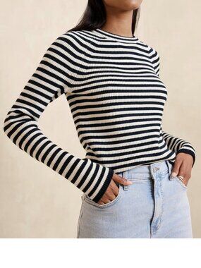 Banana Republic Ribbed Navy Stripe Sweater